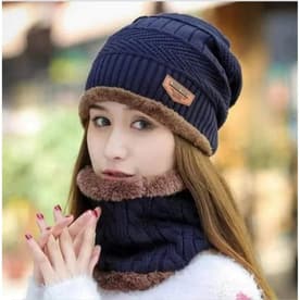 Beanie Cap Set, Wool cap with neck warmer