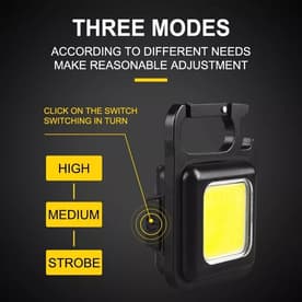 Multi-Function COB Rechargeable Keychain Light Mini Flashlight Portable Pocket Work Light