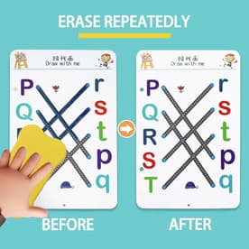 A4 Kids Educational Learning Tracing Book ( 64 Pages)  With Two Markers Duster Attached (big Size)