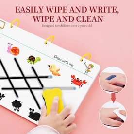 A4 Kids Educational Learning Tracing Book ( 64 Pages)  With Two Markers Duster Attached (big Size)