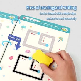 A4 Kids Educational Learning Tracing Book ( 64 Pages)  With Two Markers Duster Attached (big Size)