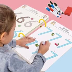 A4 Kids Educational Learning Tracing Book ( 64 Pages)  With Two Markers Duster Attached (big Size)