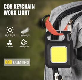 Multi-Function COB Rechargeable Keychain Light Mini Flashlight Portable Pocket Work Light