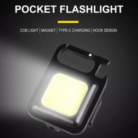 Multi-Function COB Rechargeable Keychain Light Mini Flashlight Portable Pocket Work Light