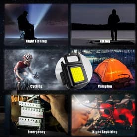 Multi-Function COB Rechargeable Keychain Light Mini Flashlight Portable Pocket Work Light