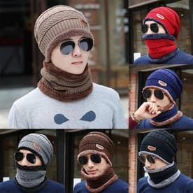 Beanie Cap Set, Wool cap with neck warmer