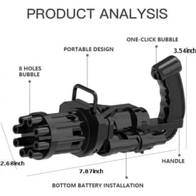 Gatling Bubble Machine, 8-Hole Bubble Gun Automatic