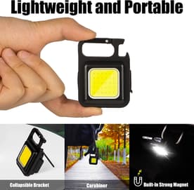 Multi-Function COB Rechargeable Keychain Light Mini Flashlight Portable Pocket Work Light