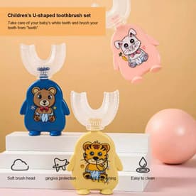 (Pack of 2) Silicone Baby U shaped Tooth Brush, Gum Protector Soft Toothbrush