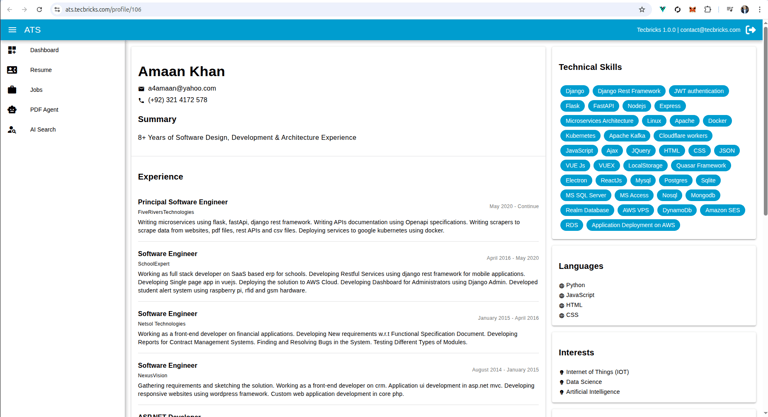 Applicant Tracking System (ATS) by Tecbricks