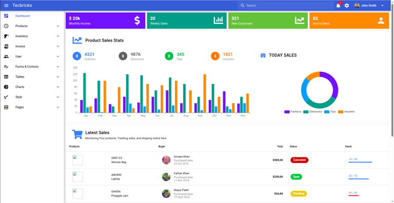 Quasar Vue 3 Extreme Admin Theme by Tecbricks